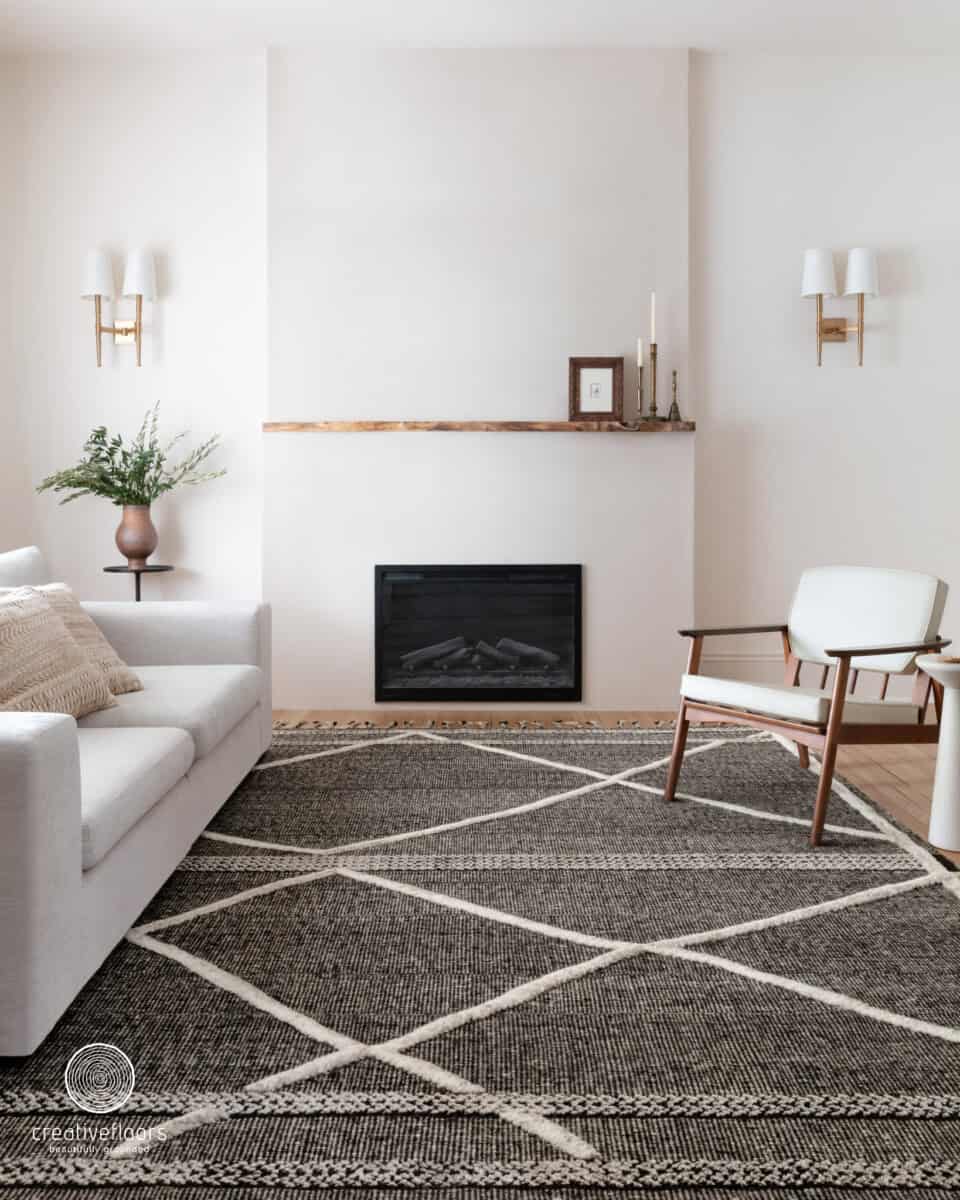 An example of our Piper rug laid out in a room.